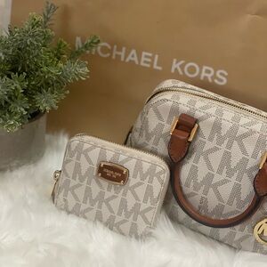 MK Bedford Legacy Mini Satchel with wallet.